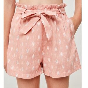 Hayden Girls Printed Paperbag Tie Shorts Pink Geometric Diamond Size S NEW